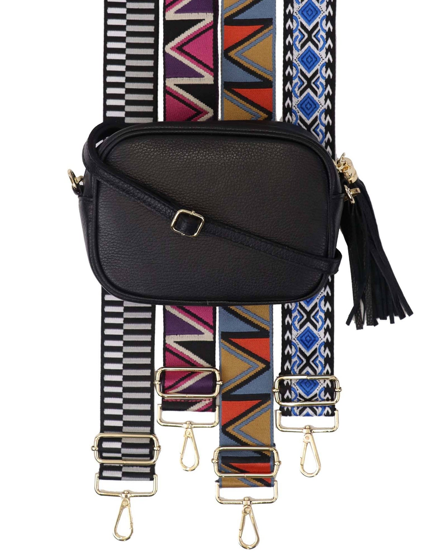 Cadenza Tassel Crossbody Leather Camera Bag: Navy