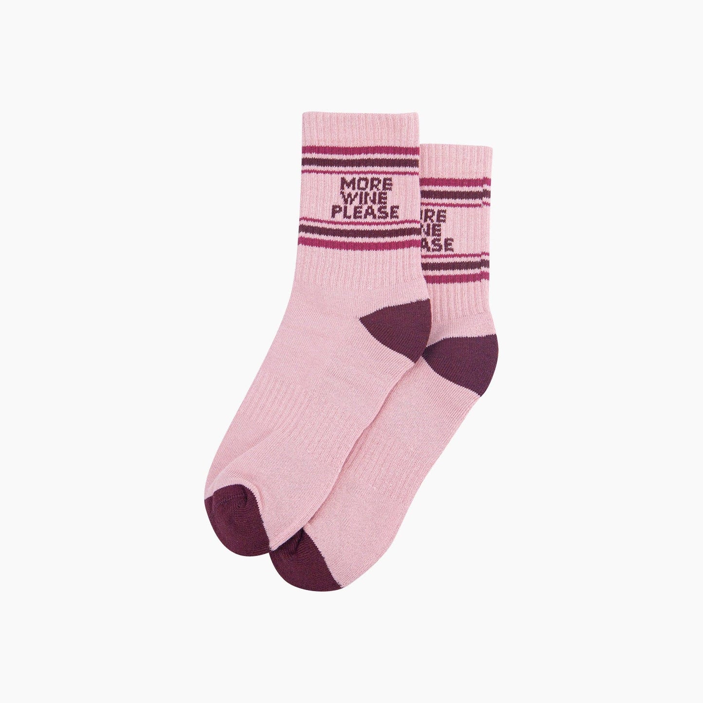More Wine Please Organic Cotton Sports Socks in Soft Pink/Burgundy