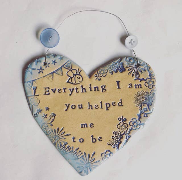 Handmade Ceramic Heart Imprinted Welsh Gift