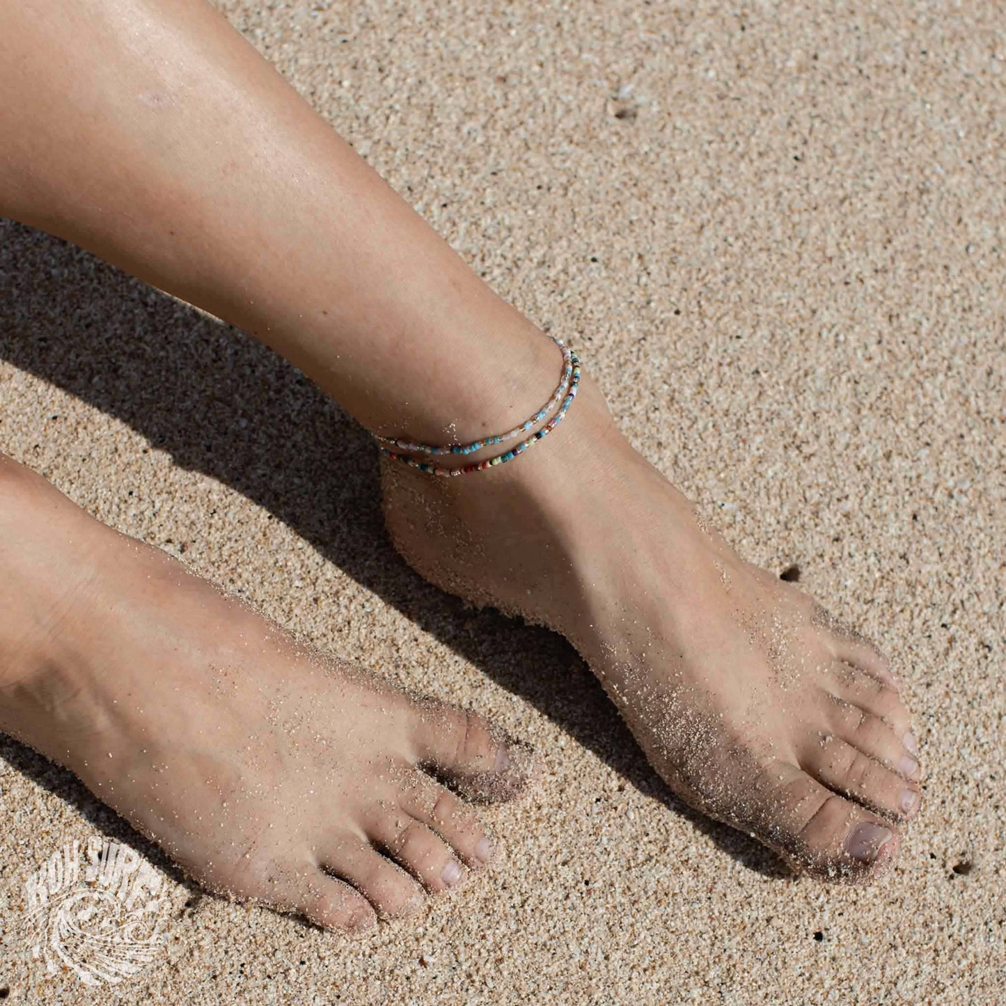 Pineapple Island -  Alila Dainty Beaded Anklet, Beach Anklet by Koh Surf: Pink Tones