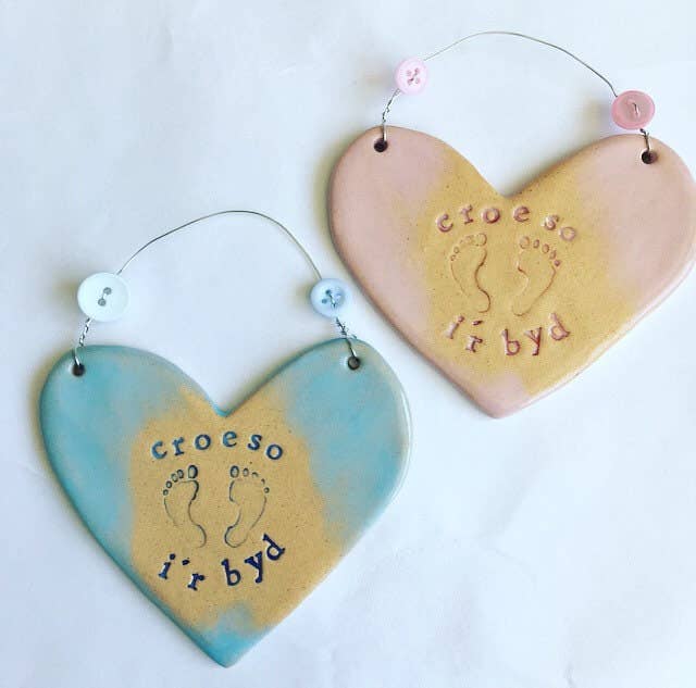 Ceramic Heart New Baby Gift Made in Wales UK