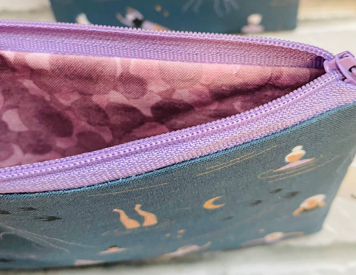 Jewells - Midnight Swimming grey lilac Swimmer fabric purse pouch