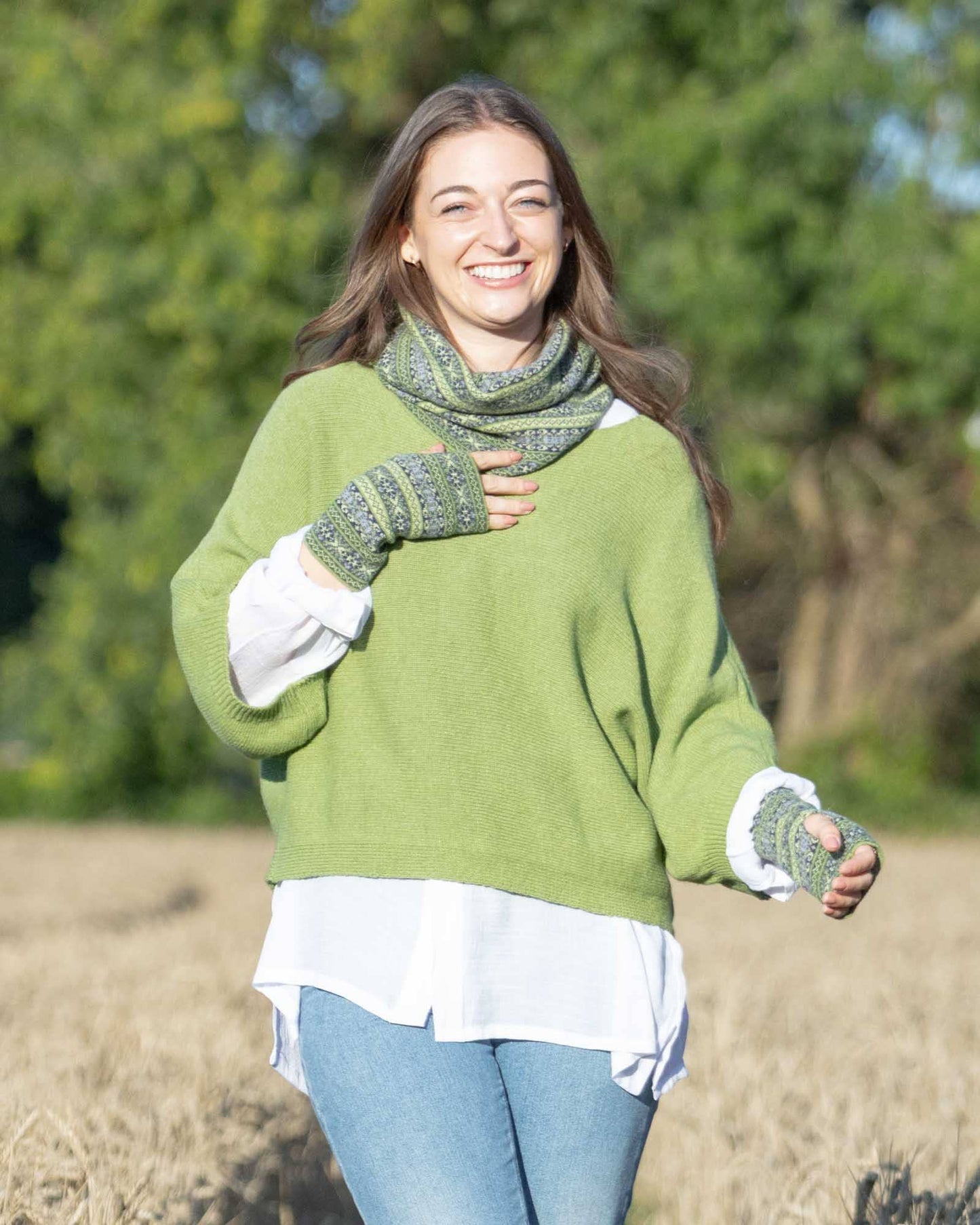 Cadenza Italy Ltd - Cashmere Blend Fairisle Wrist Warmers