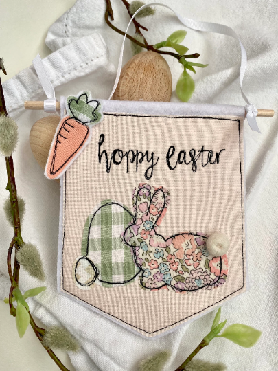 Girl Friday Embroidery - Hoppy Easter Decorative Banner