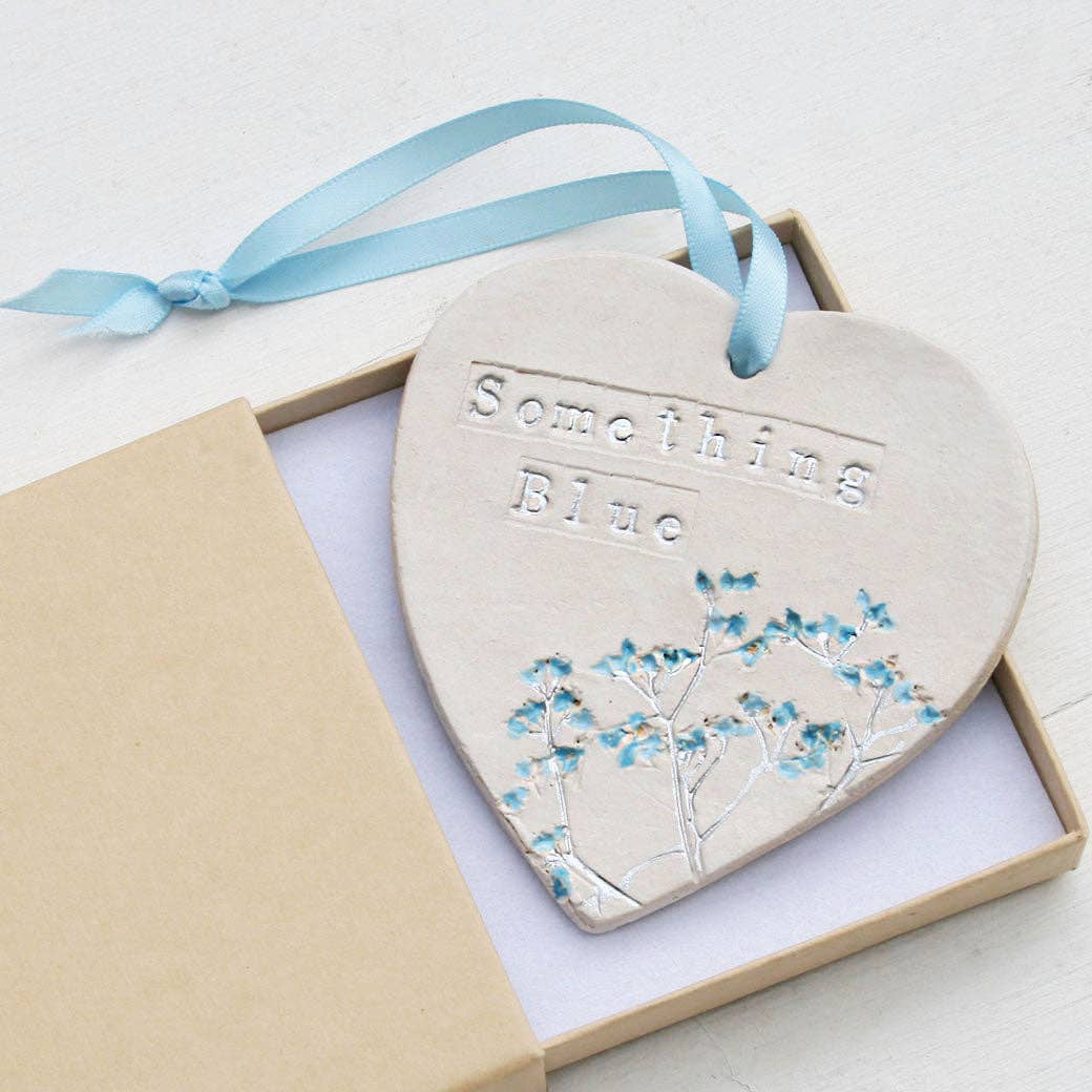 Floral Something Blue Hanging Heart