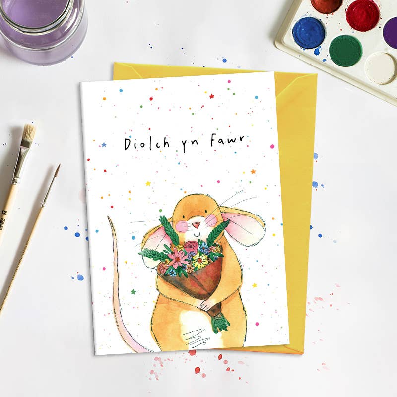Diolch yn Fawr (Mouse Thank you) WELSH Greetings Card