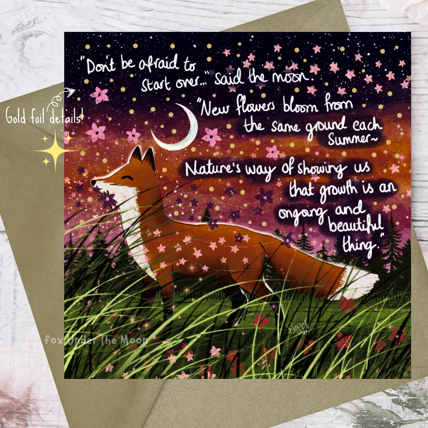 'Bloom' - Greeting Card From Fox Under The Moon
