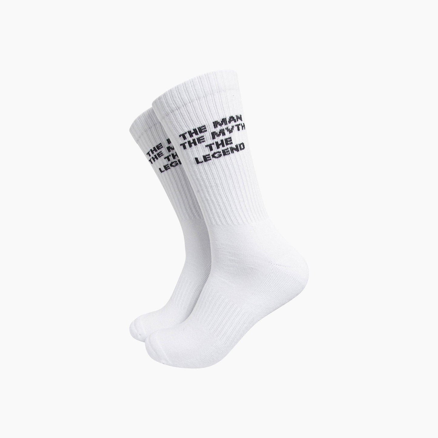 The Man The Myth The Legend Organic Cotton Sports Socks in White