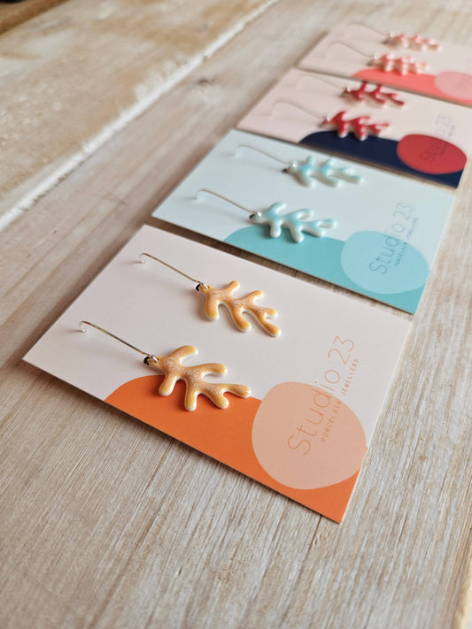 Studio 23 Ceramics - Drop Coral Earring Pair