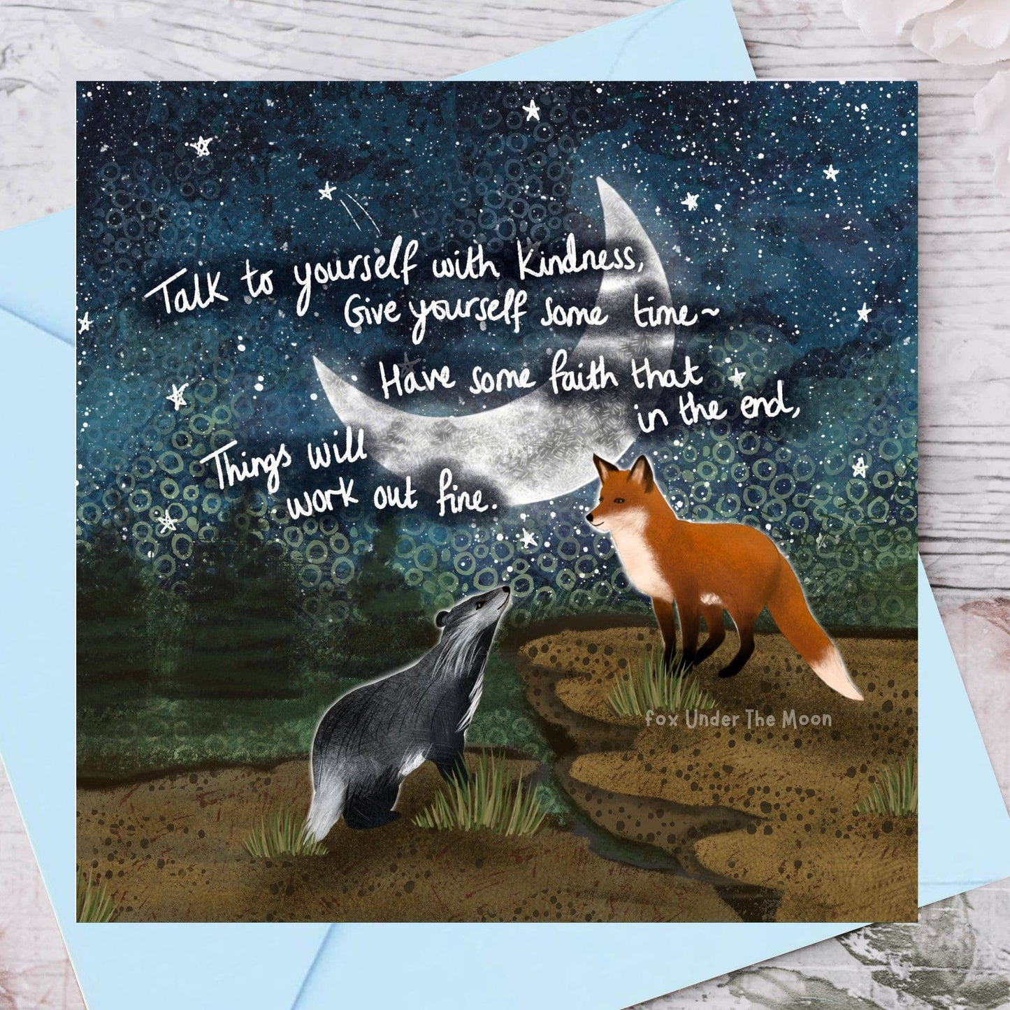 'Have Faith' - Foiled Greeting Card by Fox Under The Moon