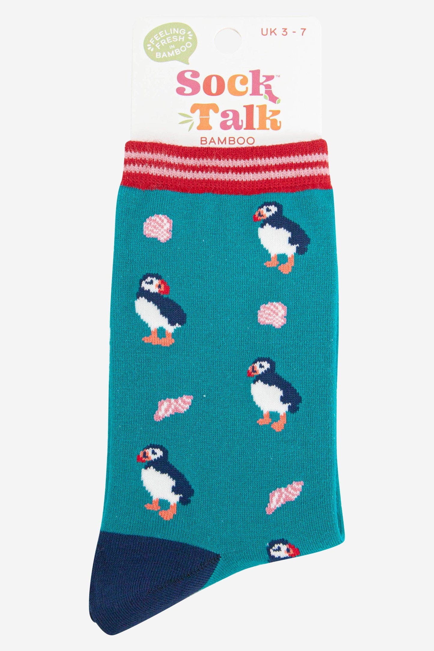 Women's Bamboo Socks - Turquoise, Puffins
