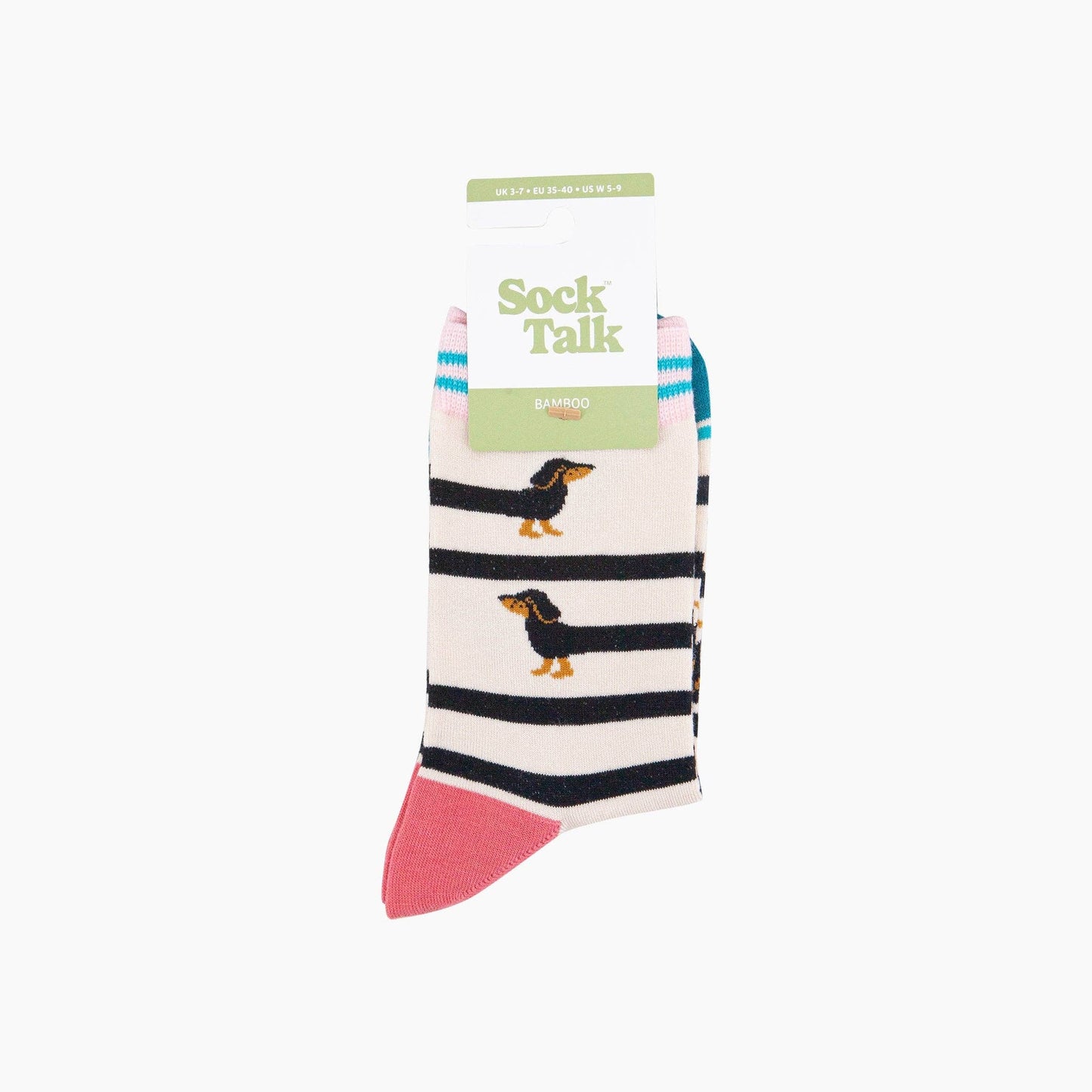 Winding Sausage Dog Bamboo Socks in Cream