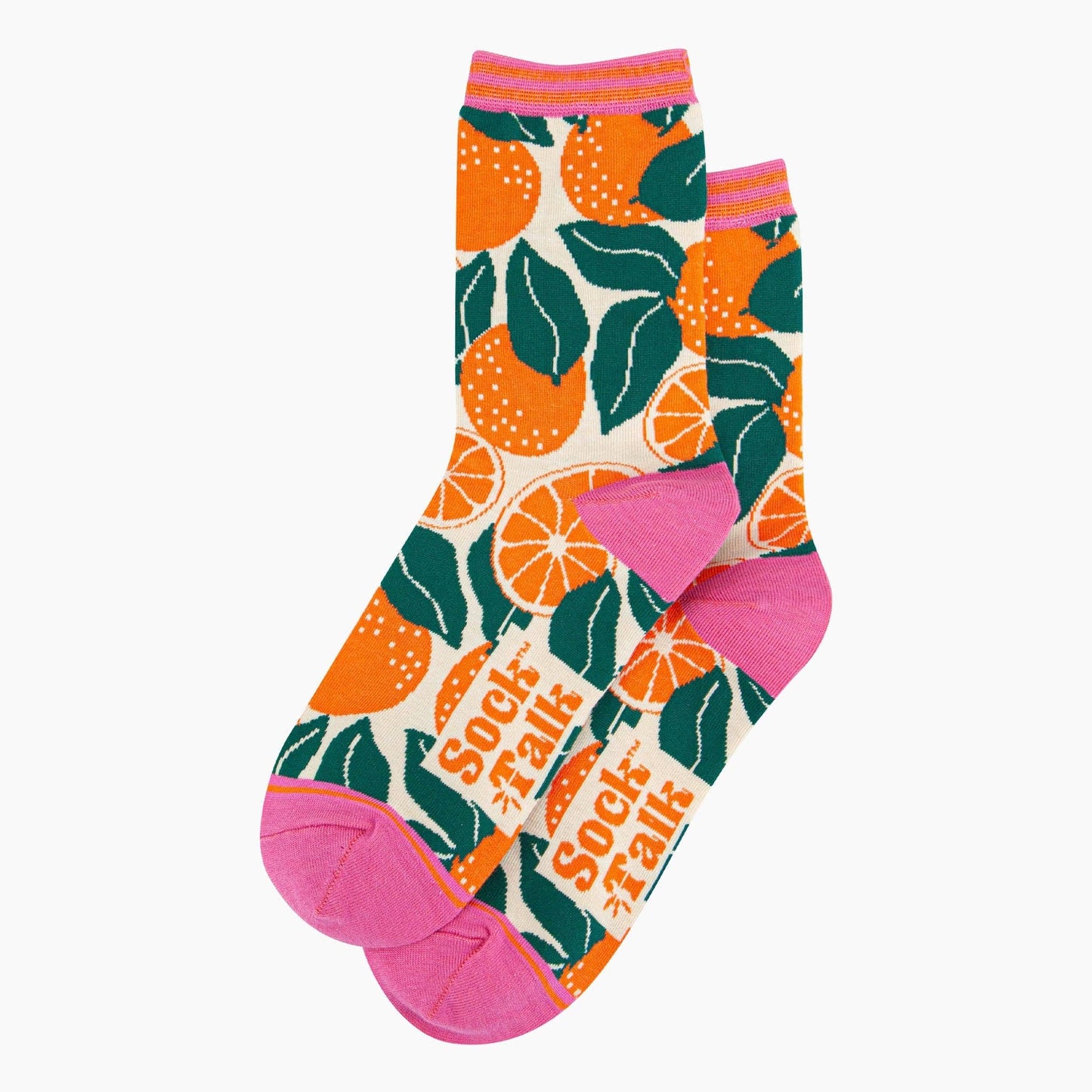 Women's Bamboo Socks - Cream, Orange Tree