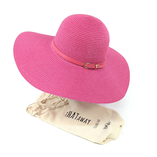 Black Ginger - Bright and Bold Wide Brim Foldable Hat - Fuchsia