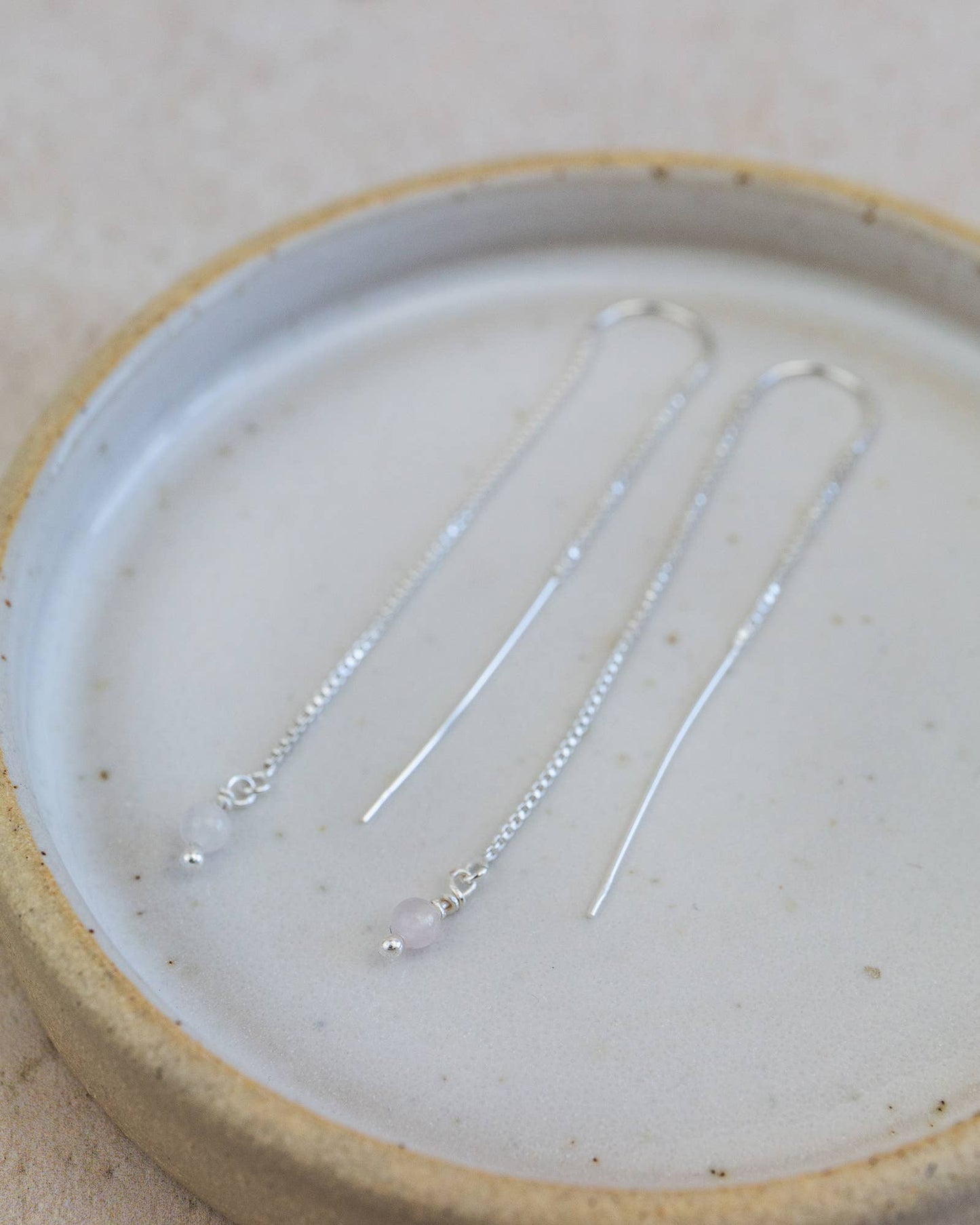 Lucy Kemp Jewellery - Sterling Silver Threader Earrings With Semi Precious Stone