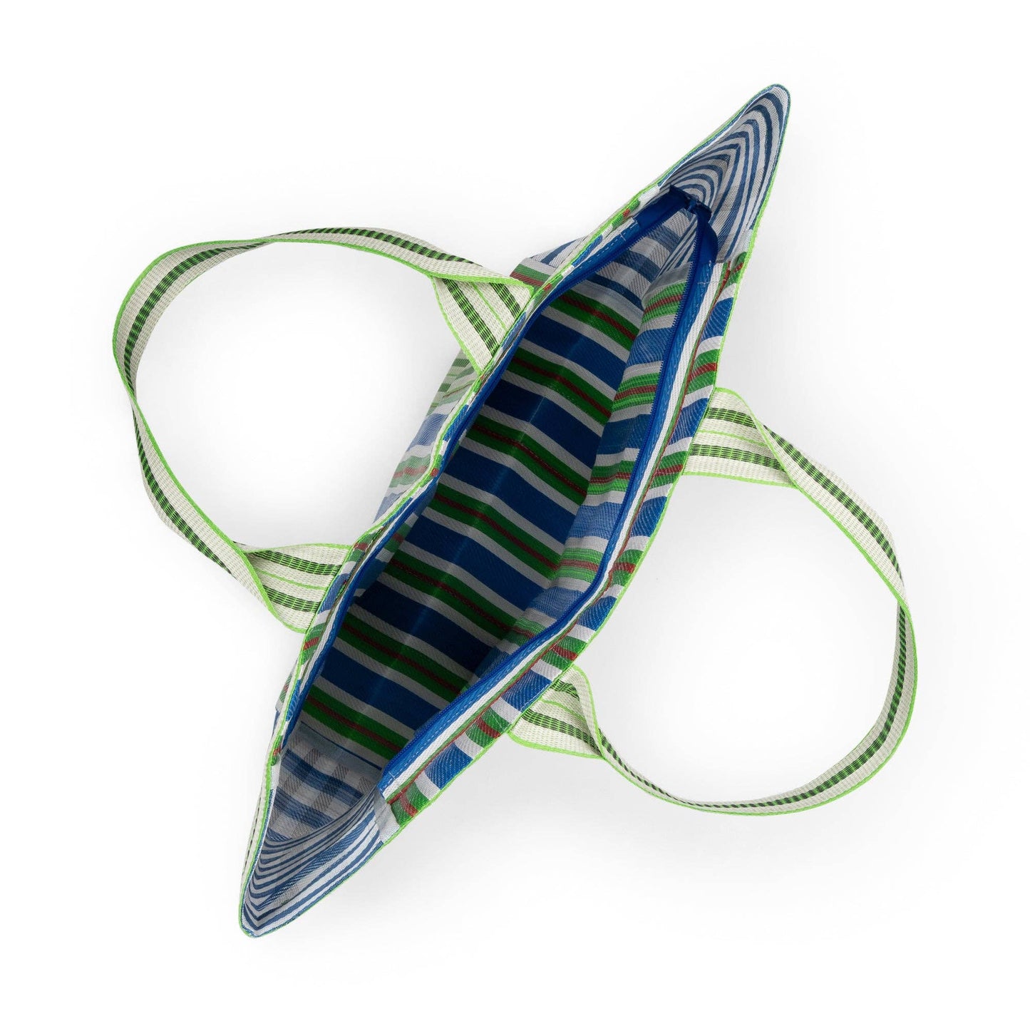 British Colour Standard - Eco Woven Shopper / Beach Bag in Medici Blue and Grass Green