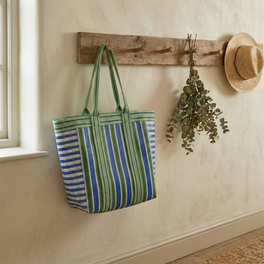 British Colour Standard - Eco Woven Shopper / Beach Bag in Medici Blue and Grass Green