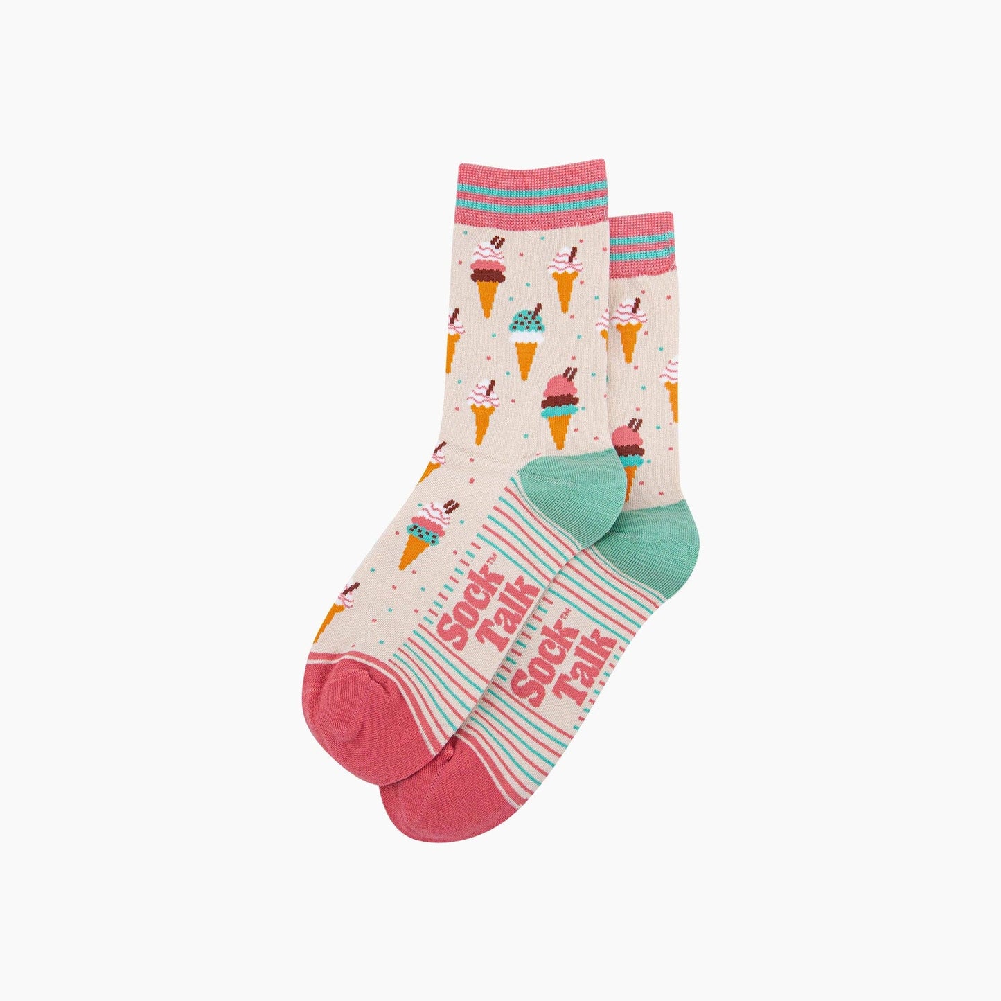 Ice Cream Cone Bamboo Socks in Cream