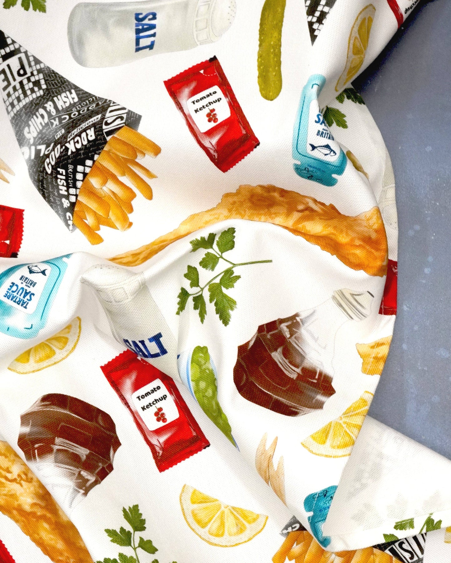 Fish & Chip Tea Towel - 100% Cotton - Novelty Kitchen Towel