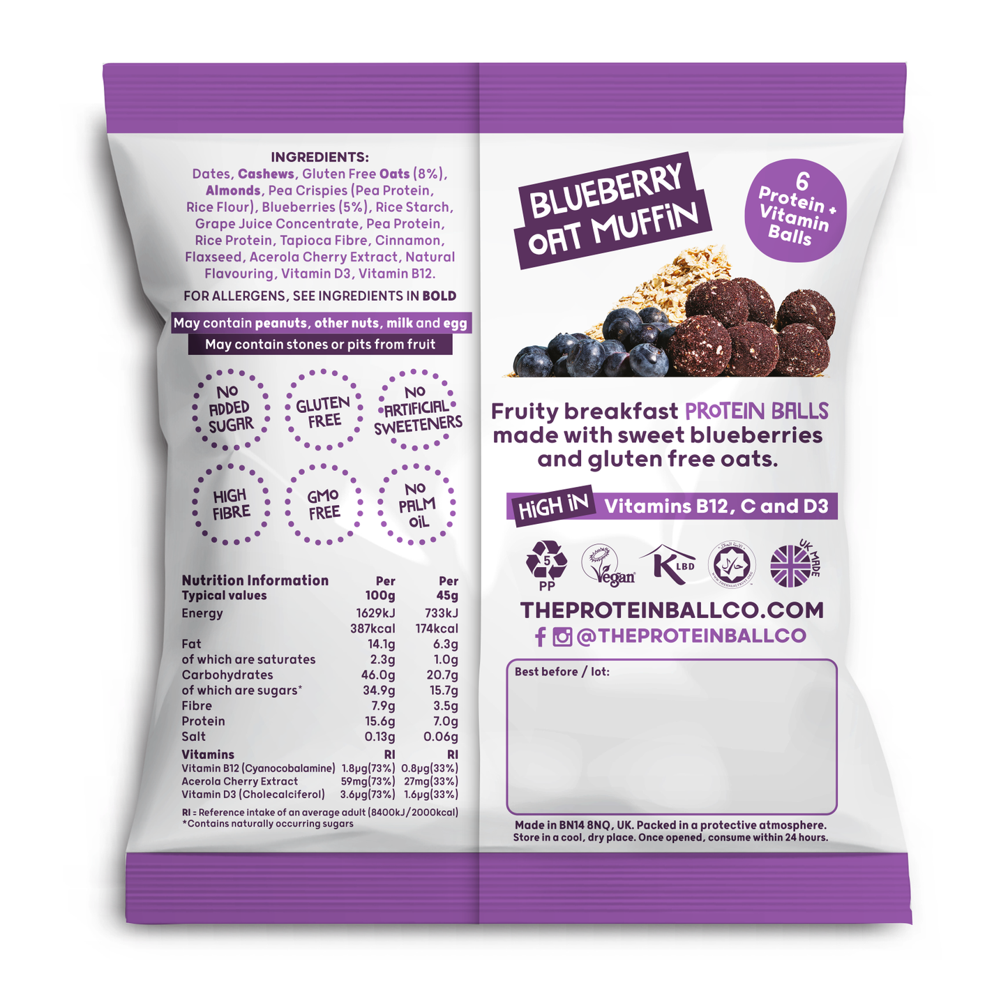 Blueberry Oat Muffin - Breakfast To-Go 10 x 45g