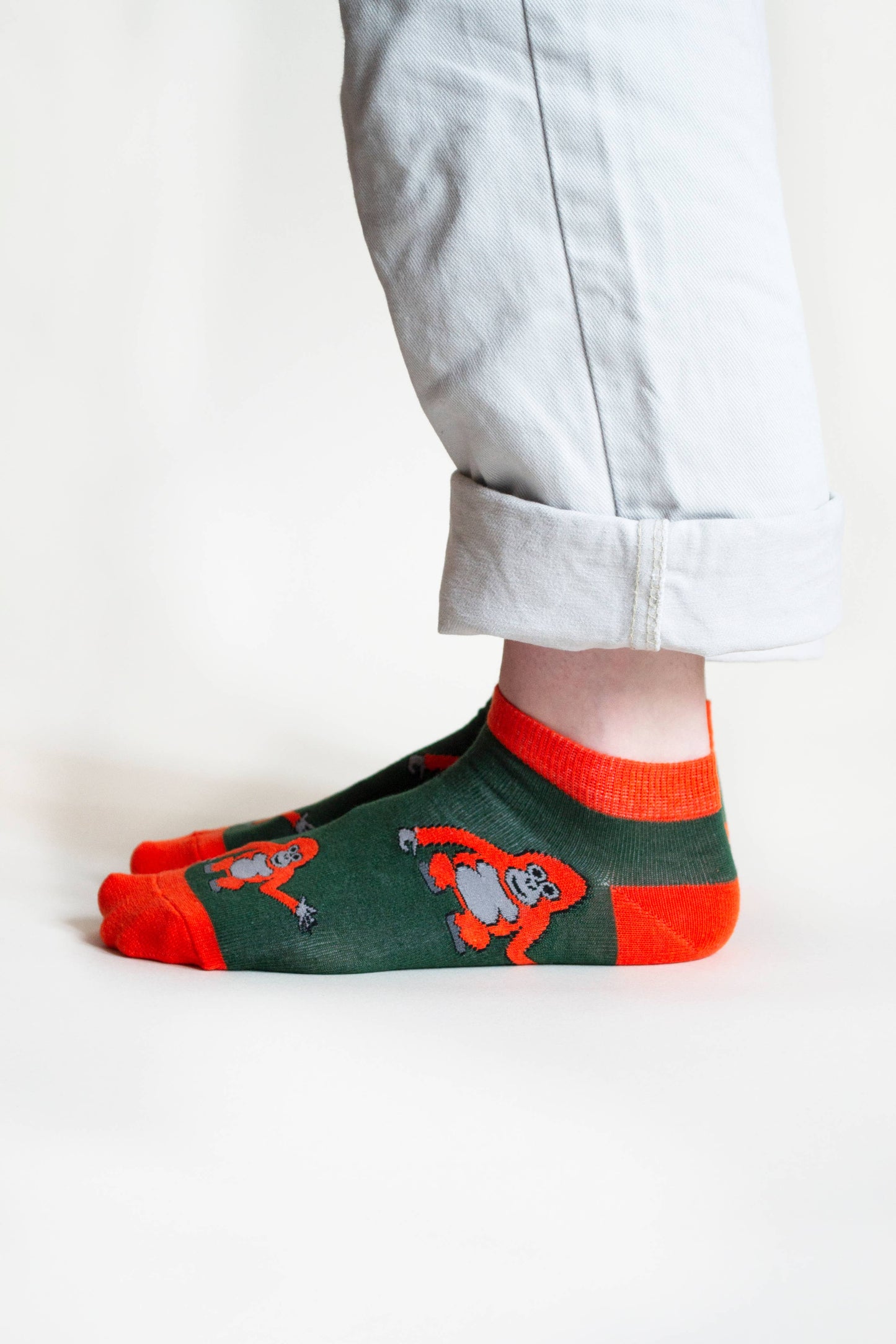 Orangutan Socks | Trainer Socks | Green Socks: UK Adult 4-7