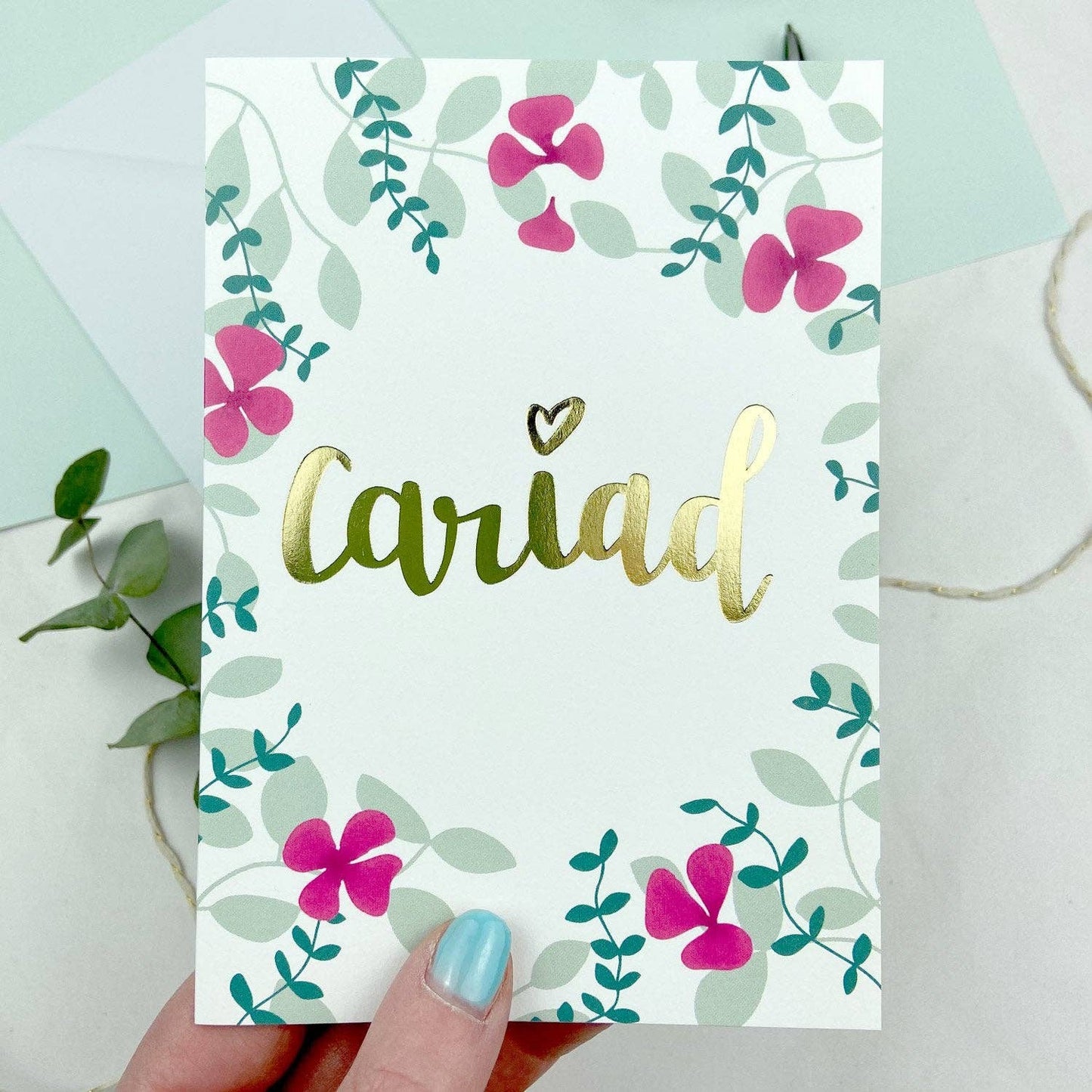 Draenog Cariad - Welsh gold foil love card