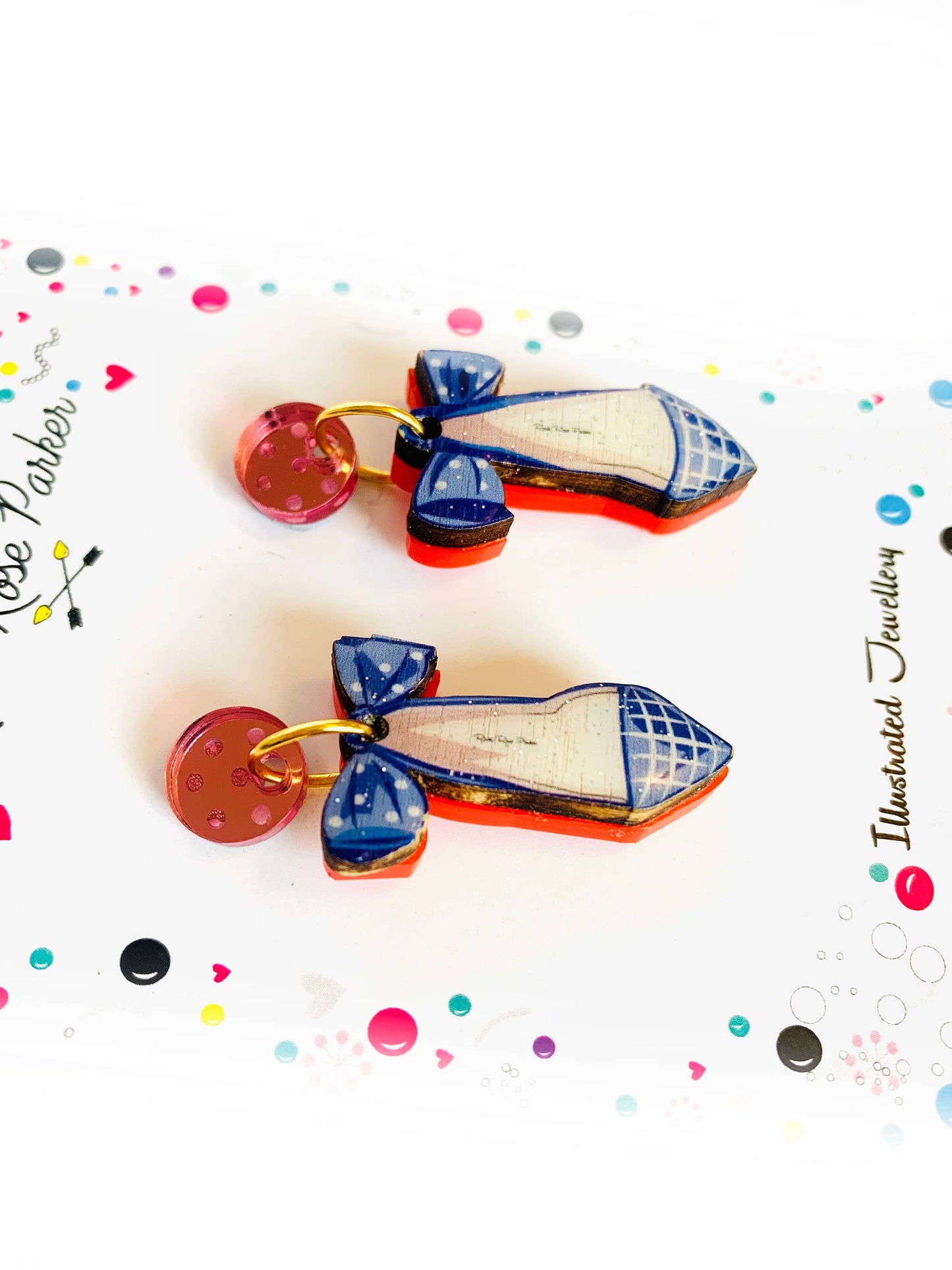 Rosie Rose Parker - Retro art shoe earrings
