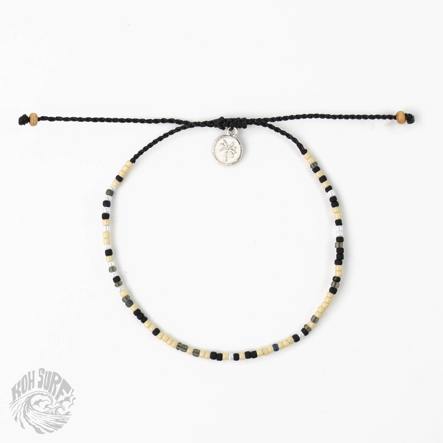 Pineapple Island -  Alila Dainty Beaded Bracelet, Surf Jewelry by Koh Surf: Black & Gold