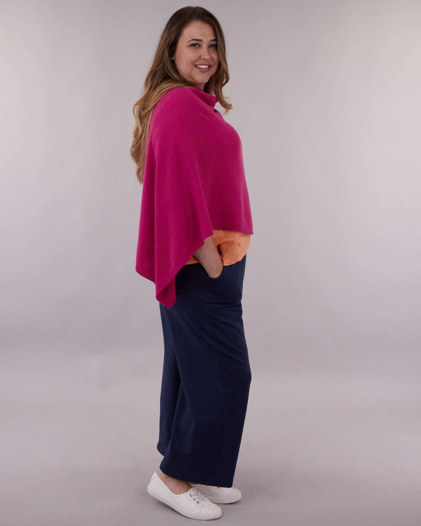 Cadenza Wide Leg Cotton Jersey Trousers: Pink Peppercorn / Small