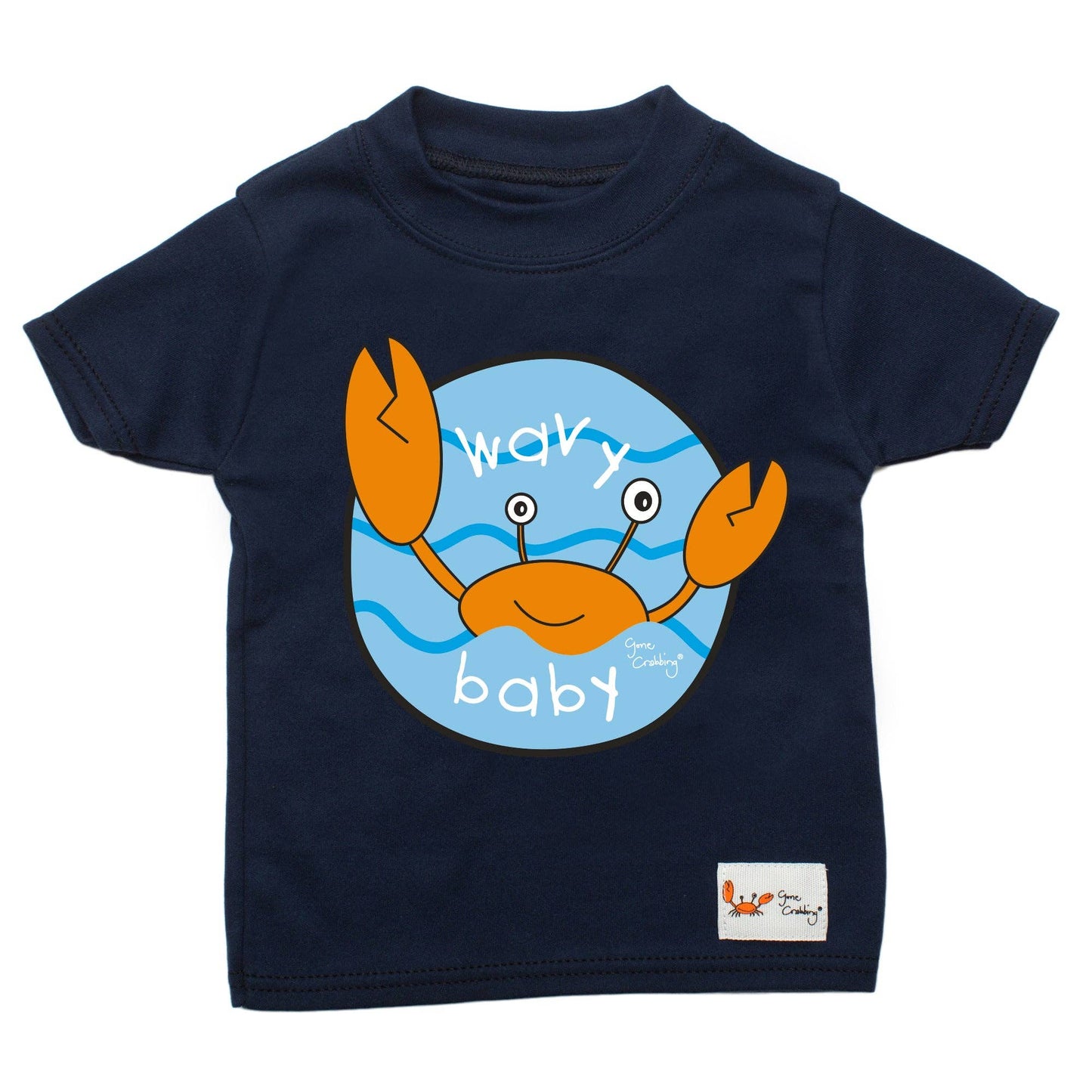 Wavy Baby Baby T-shirt - Nautical Navy: Age 2-3