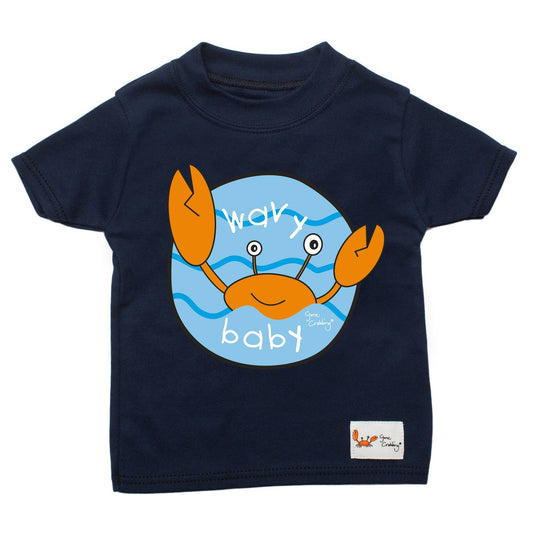 Wavy Baby Baby T-shirt - Nautical Navy: Age 2-3