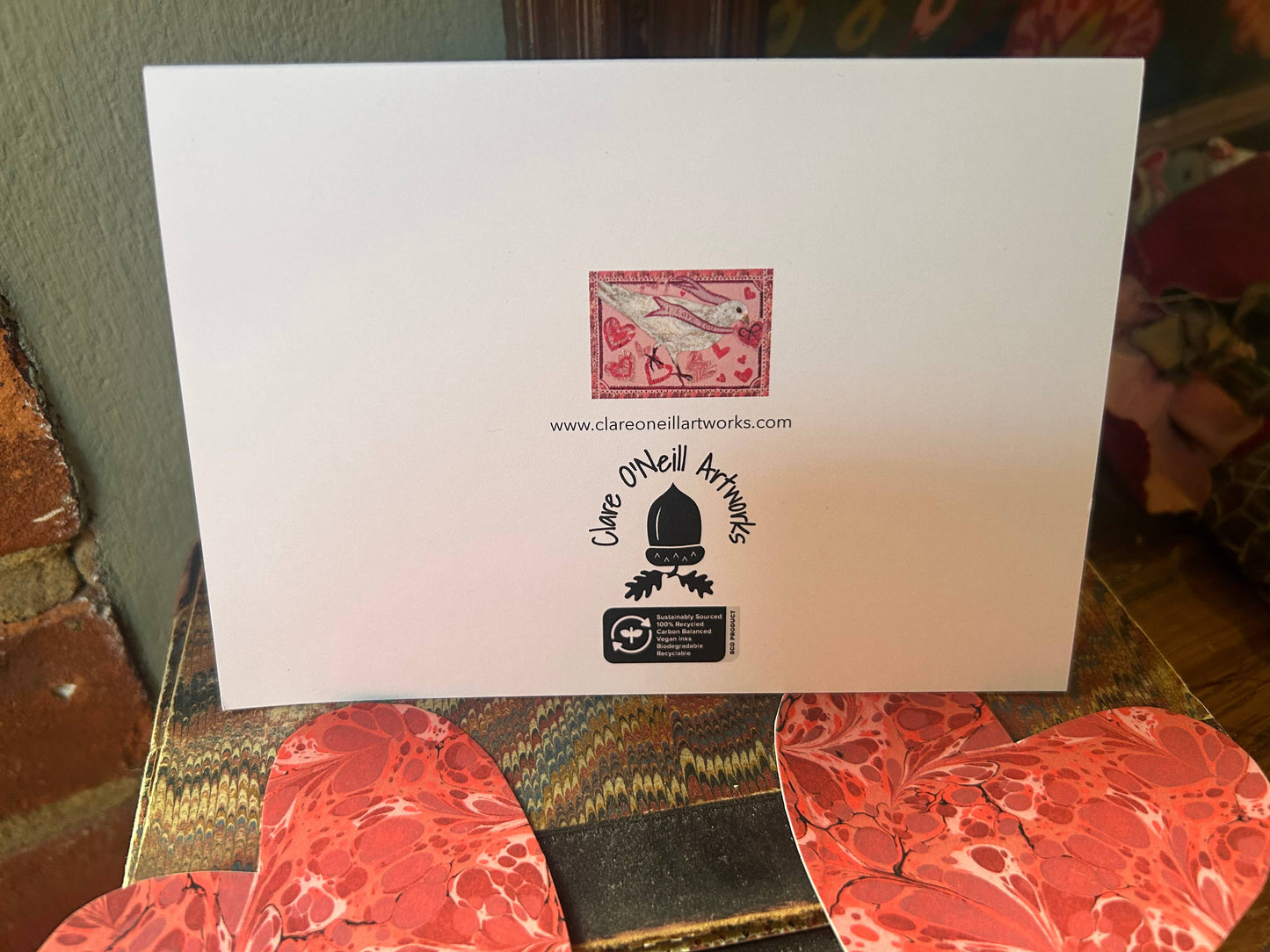 Clare O’Neill Artworks - A6 Pink Valentine blank greeting card 