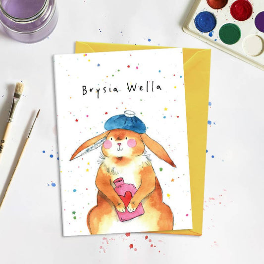 Brysia Wella (Rabbit Get Well Soon) WELSH Greetings Card