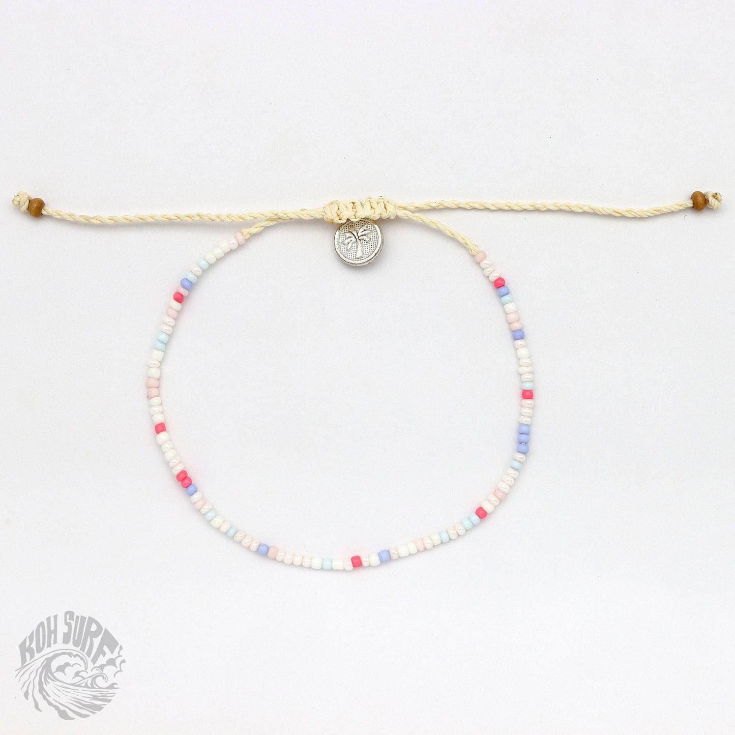 Pineapple Island -  Alila Dainty Beaded Anklet, Beach Anklet by Koh Surf: Pink Tones