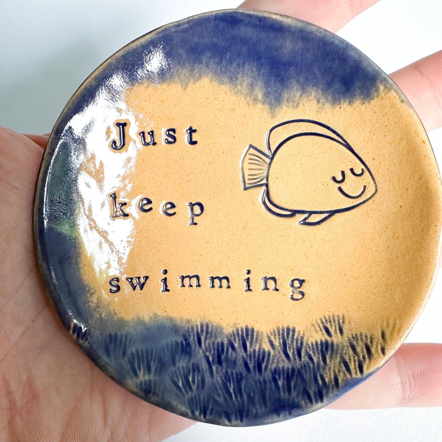 Just Keep Swimming - Ceramic Trinket Dish - Made in Wales