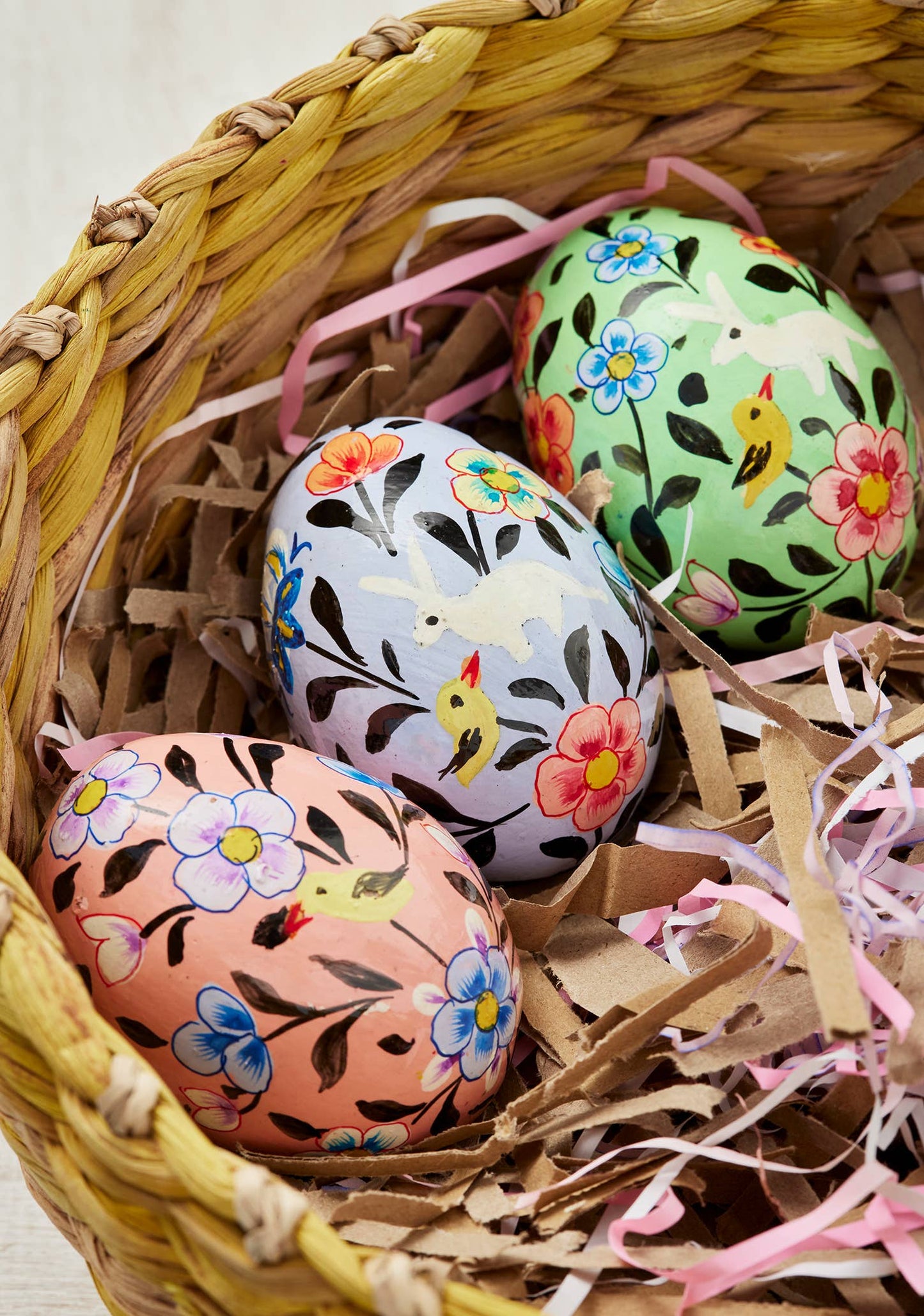 Namaste - Kashmiri Bunny & Chick Hand Painted Egg Decoration