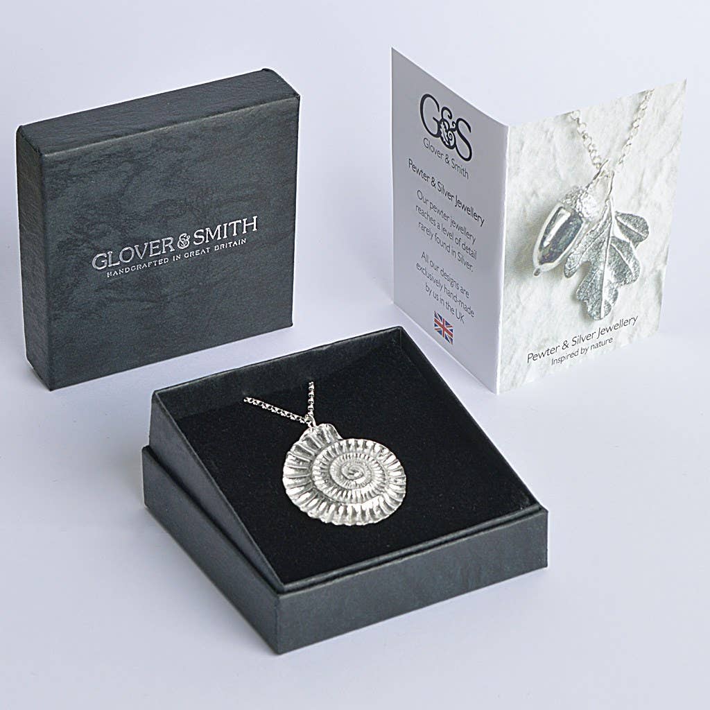 Ammonite Necklace, English Pewter Jewellery
