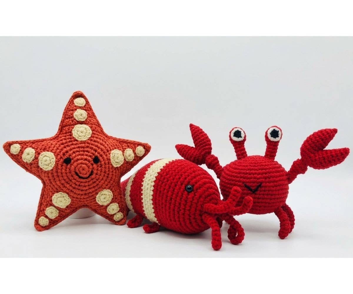 Crab Baby Rattle, Fair Trade Crochet Organic Cotton