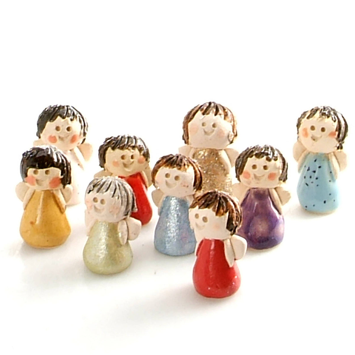 Good Luck Mini Angel Figurines Ceramic Tiny Guardian Angels