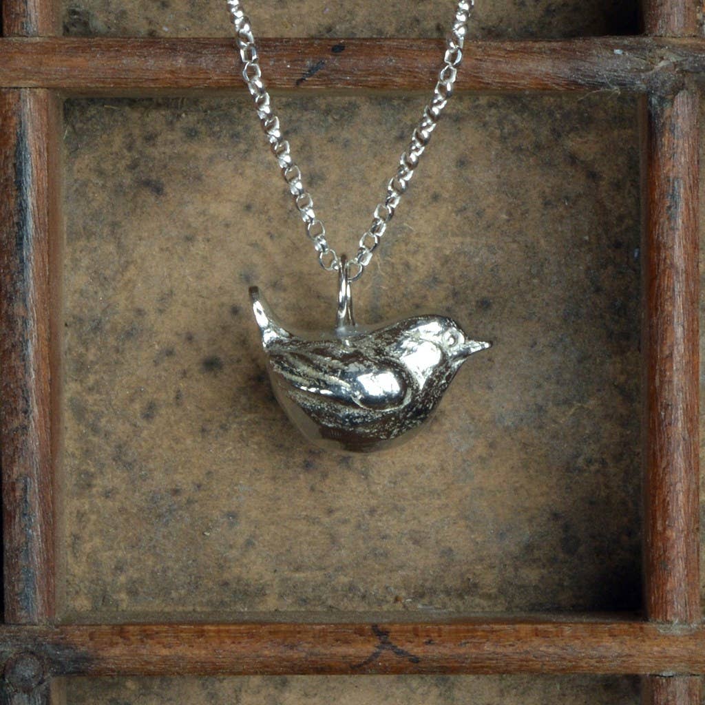 Wren Bird Necklace, English Pewter Jewellery