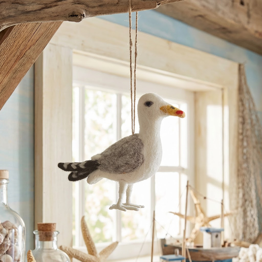 Handmade Needle Felt Hanging Seagull Decoration