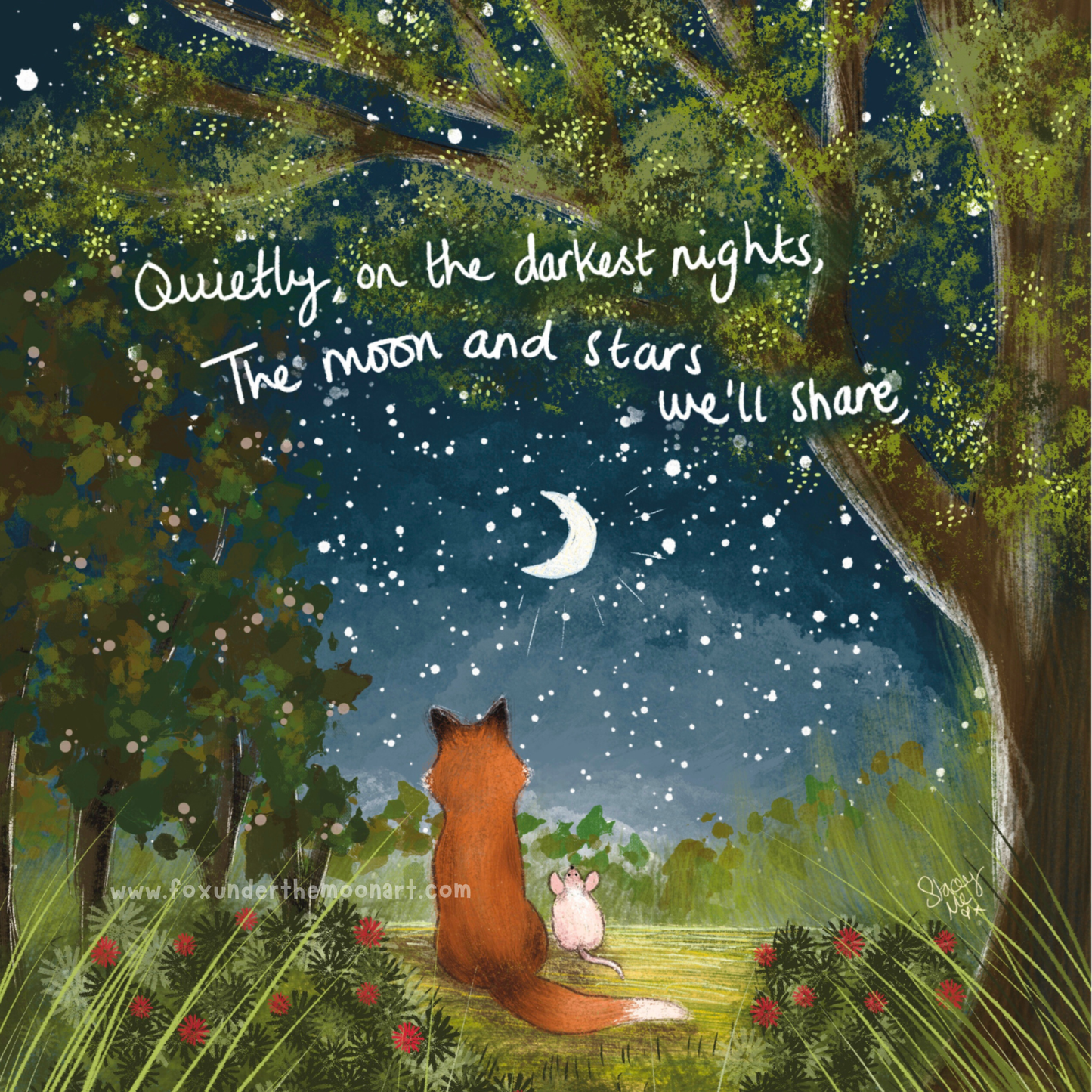 Fox Under The Moon - A4 Art Print ~ Being There