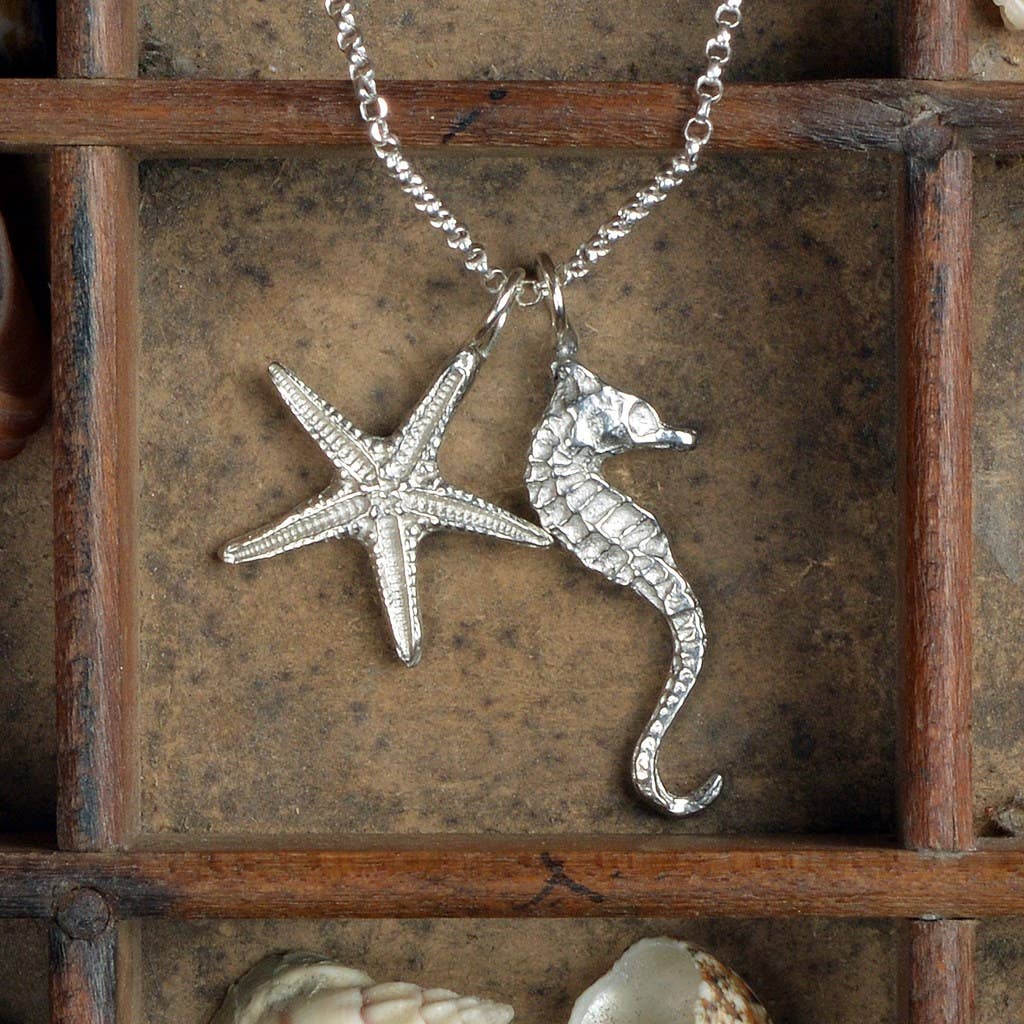 Seahorse and Starfish Necklace, English Pewter Jewellery