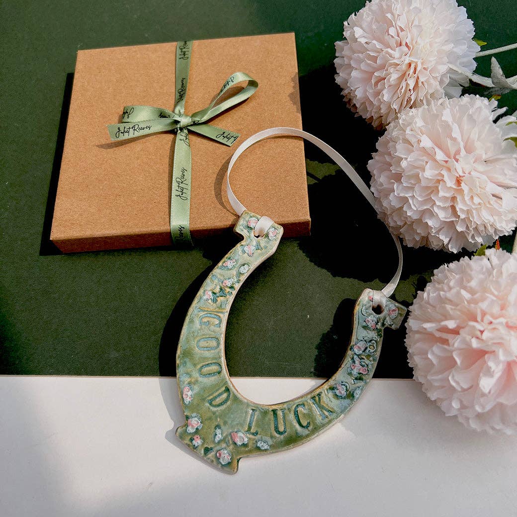 Green Meadow Good Luck Ceramic Wedding Horseshoe
