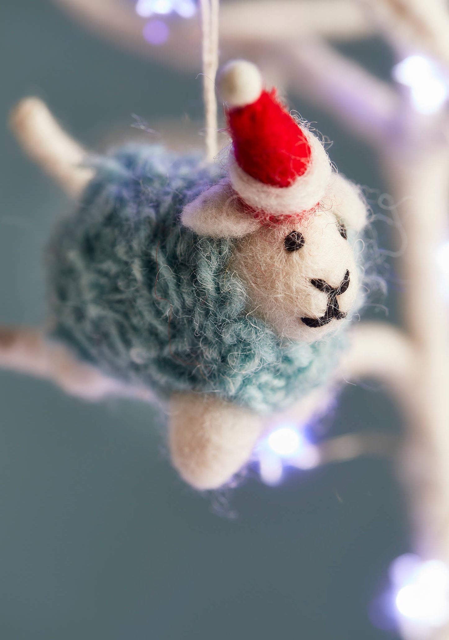 Namaste - Woolly Felt Sheep in Santa Hat