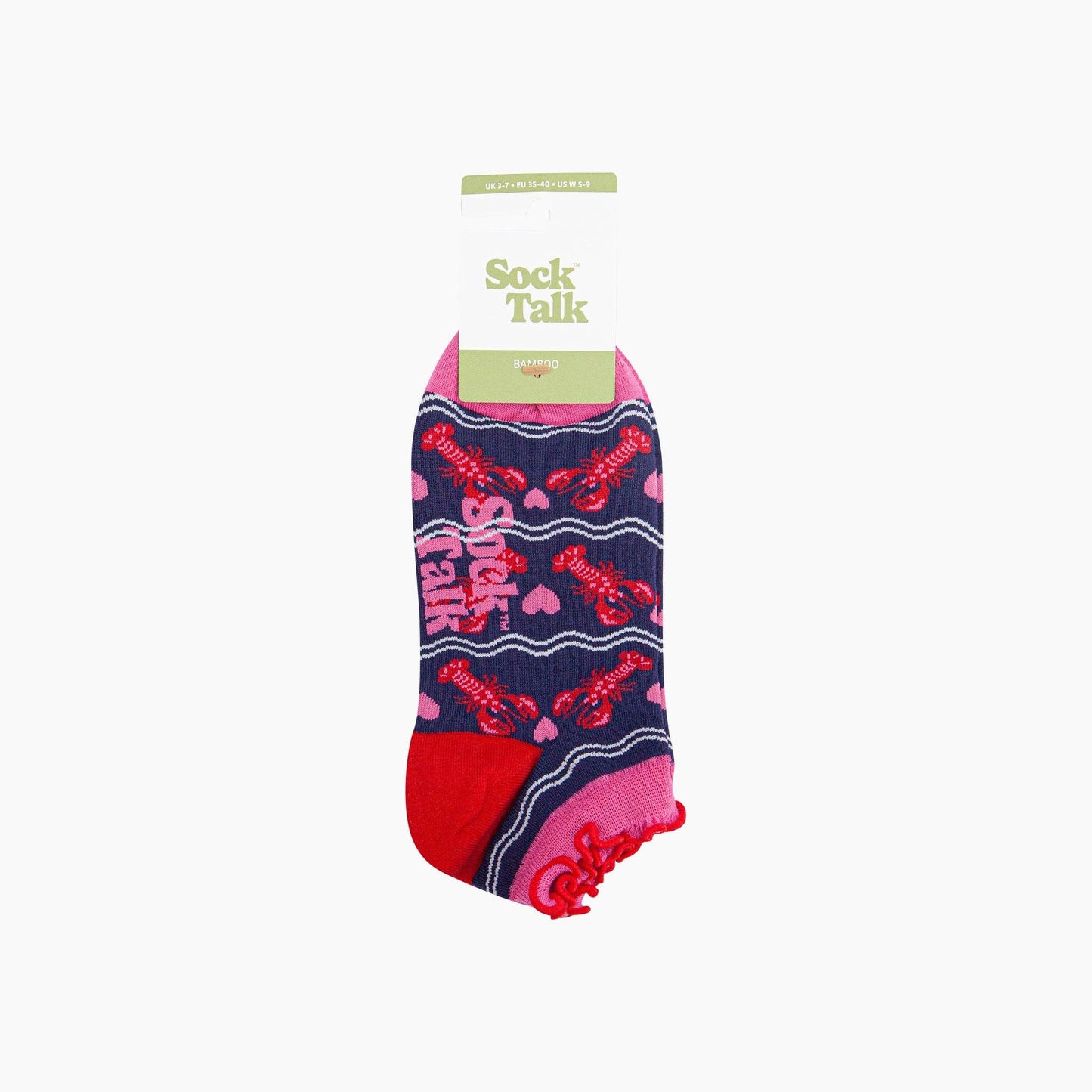 Lobsters in Love Bamboo Trainer Socks in Navy Blue