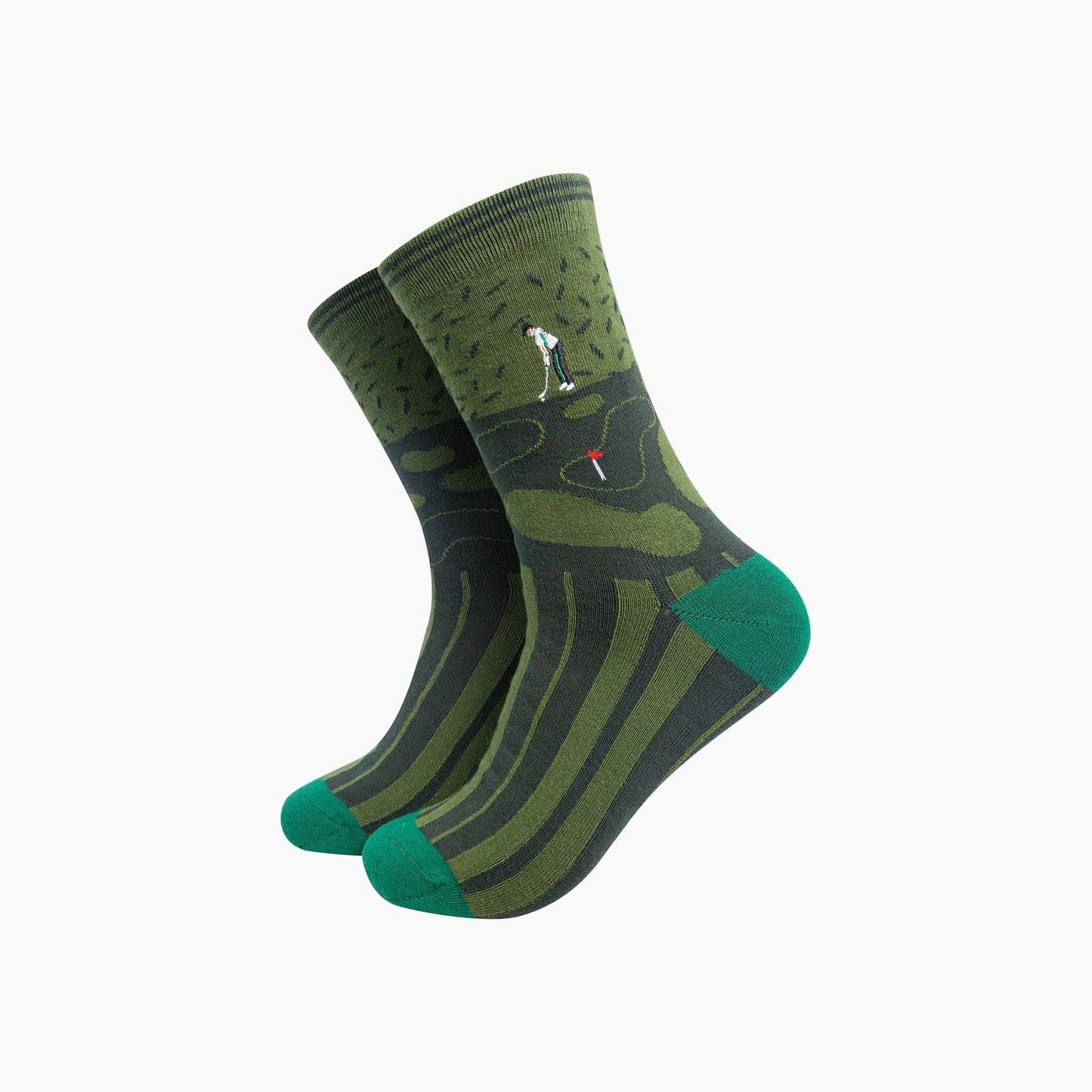 Golfer Combed Cotton Pattern Embroidered Socks in Green