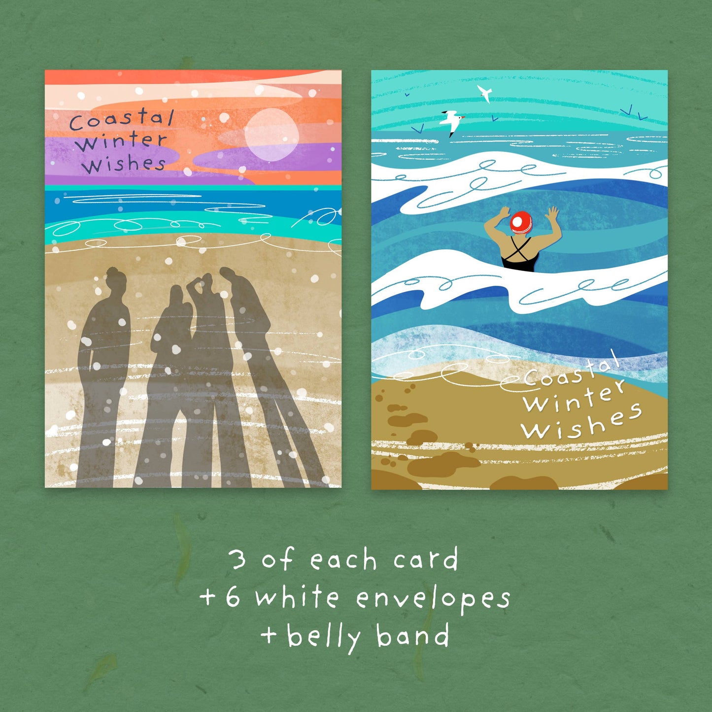 Coastal Winter Wishes Swim | Pack of 6 Christmas Cards