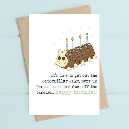 Caterpillar Cake - Humorous Greetings Card