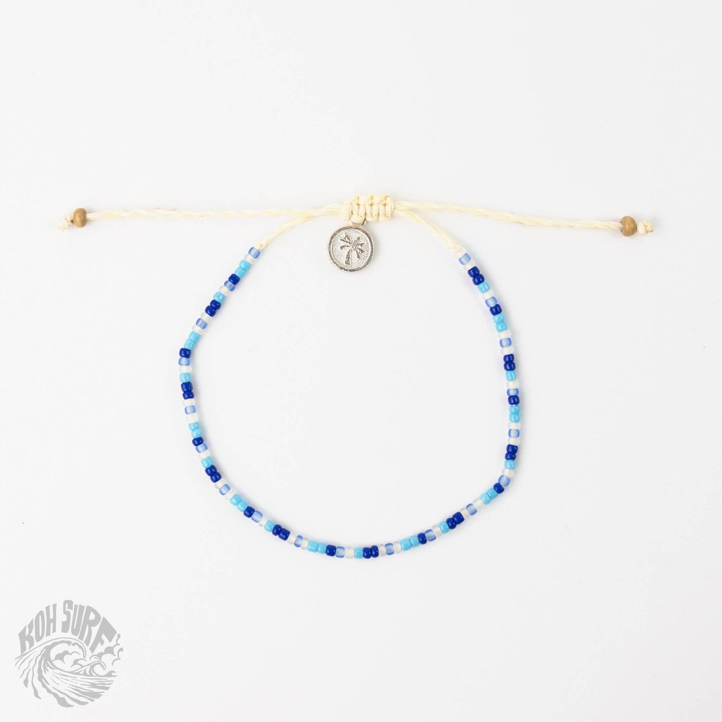 Pineapple Island -  Alila Dainty Beaded Anklet, Beach Anklet by Koh Surf: Cream & Blue